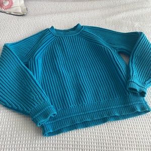 J. Crew blue garment washed chunky knit sweater